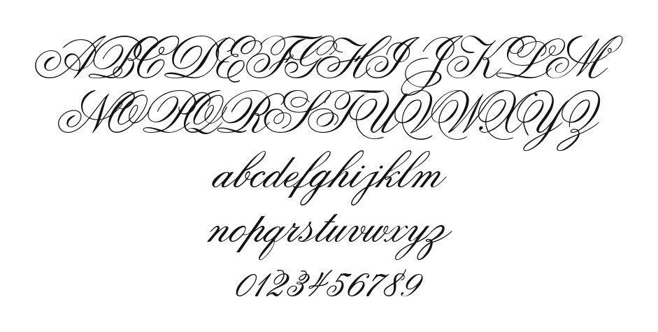 At-Flemish-Script-II: every letter, A to Z and a to z, and the numbers 0 to 9