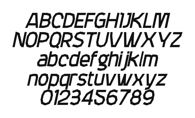 Attac-BlackItalic: every letter, A to Z and a to z, and the numbers 0 to 9