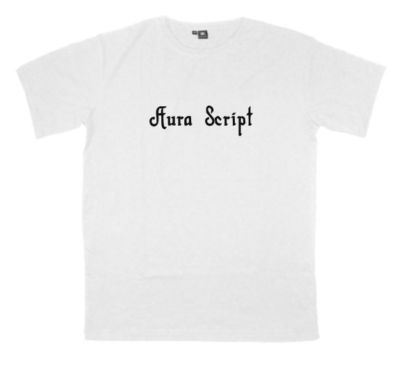 Aura-Script printed on a t-shirt