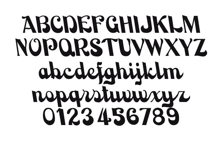 BackhandScript-Regular: every letter, A to Z and a to z, and the numbers 0 to 9