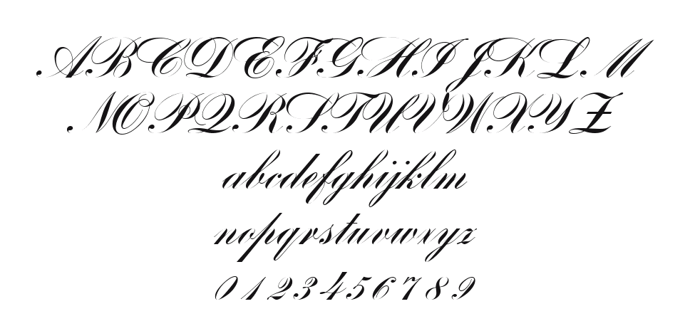 Bank_Becker_Script_Joining: every letter, A to Z and a to z, and the numbers 0 to 9
