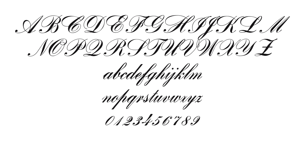BankenScript-Bold: every letter, A to Z and a to z, and the numbers 0 to 9