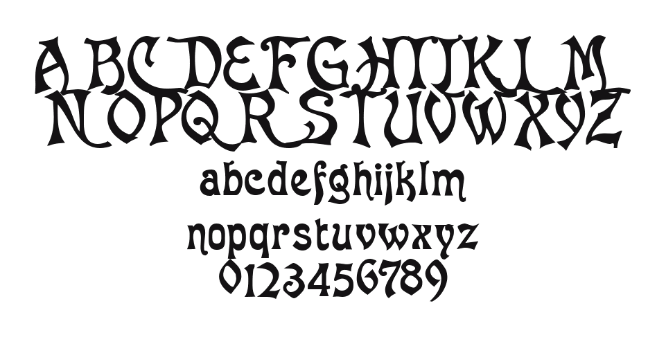Baphomet-Black: every letter, A to Z and a to z, and the numbers 0 to 9
