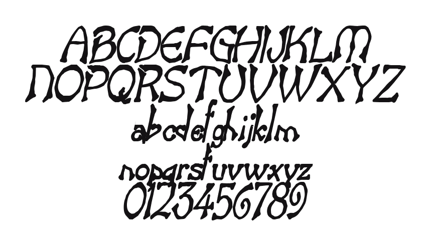 Bart-Thin-Heavy-Italic: every letter, A to Z and a to z, and the numbers 0 to 9