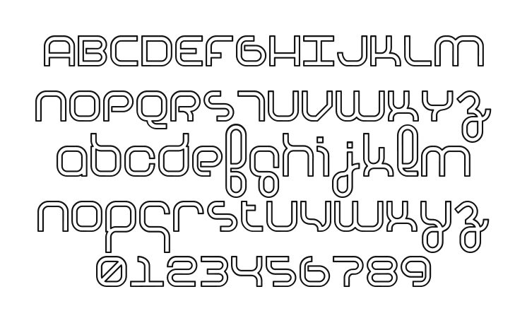 Basis-HeavyOutline: every letter, A to Z and a to z, and the numbers 0 to 9