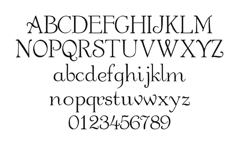 BauderieScriptSSK-Regular: every letter, A to Z and a to z, and the numbers 0 to 9