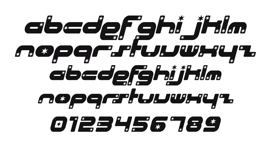 Beach-House-Stars-Italic: every letter, A to Z and a to z, and the numbers 0 to 9