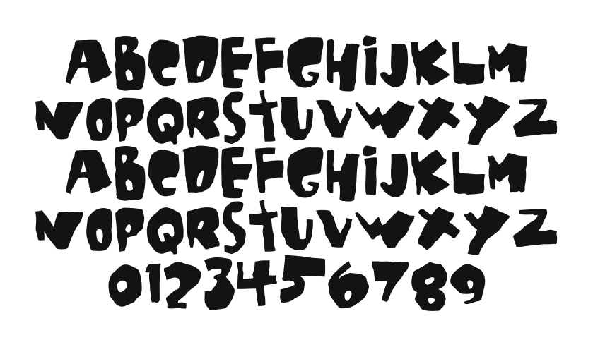 Beachouse: every letter, A to Z and a to z, and the numbers 0 to 9