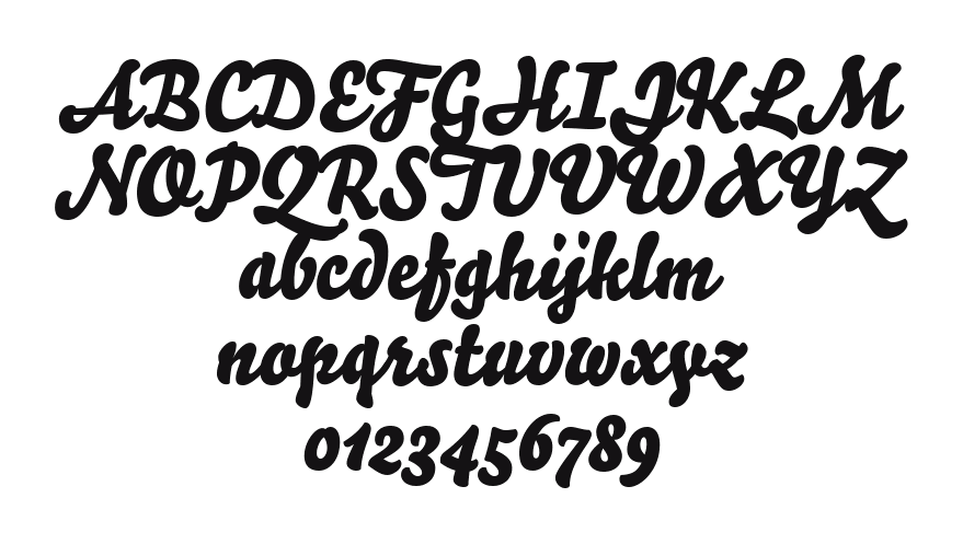 Bello-Script: every letter, A to Z and a to z, and the numbers 0 to 9