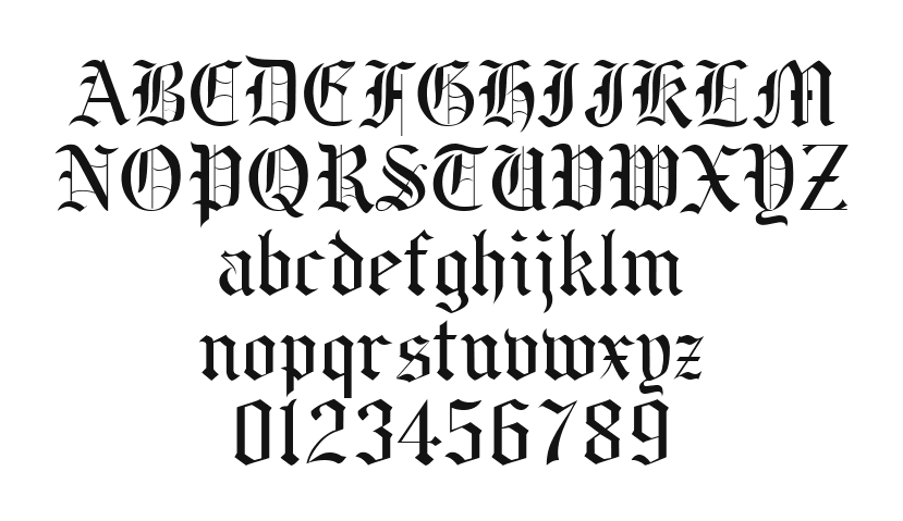 BeneScriptine-Regular: every letter, A to Z and a to z, and the numbers 0 to 9