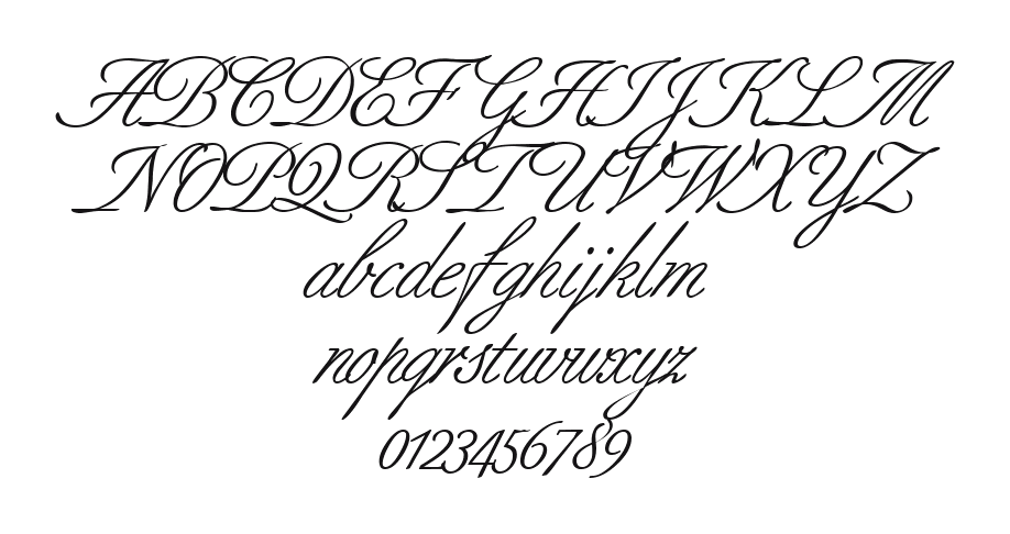 BerneseScript-Regular-DB: every letter, A to Z and a to z, and the numbers 0 to 9