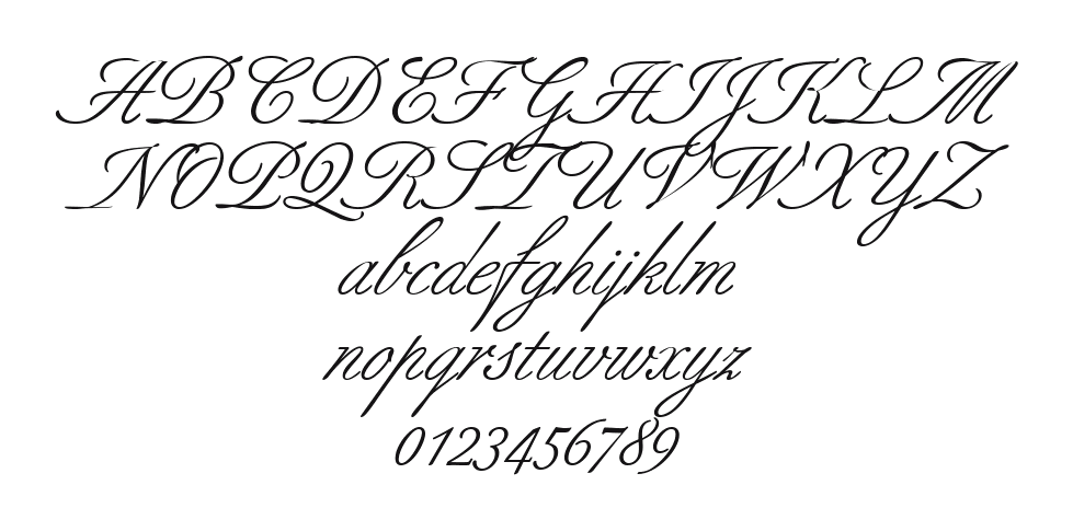 BertholdScript-Italic: every letter, A to Z and a to z, and the numbers 0 to 9