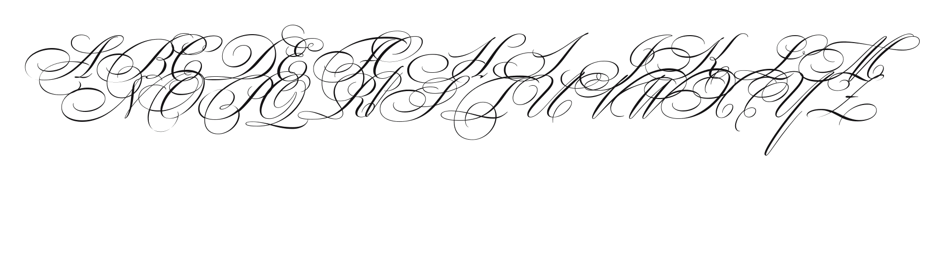 Bickham-Script-Swash-Capitals: every letter, A to Z and a to z, and the numbers 0 to 9