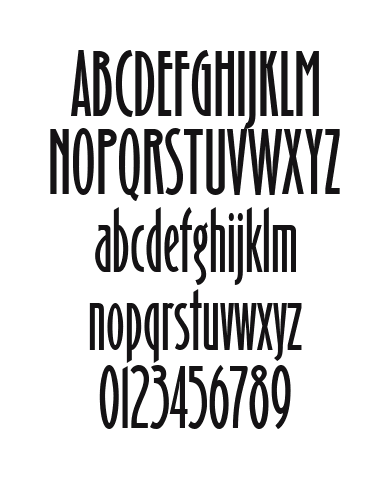Binner-Gothic-MT: every letter, A to Z and a to z, and the numbers 0 to 9