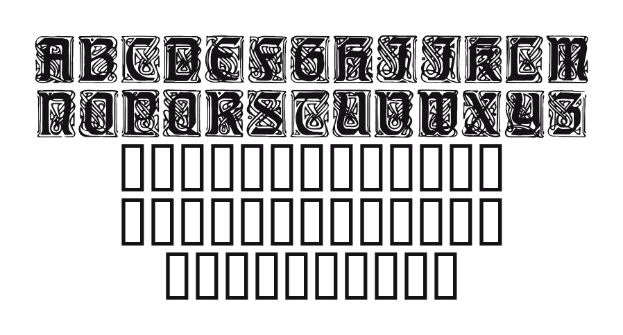 BlockyGothic: every letter, A to Z and a to z, and the numbers 0 to 9