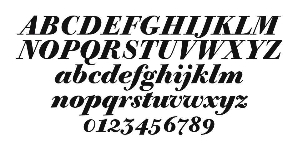 Bodoni-Old-Face-BE-Bold-Italic-Oldstyle-Figures: every letter, A to Z and a to z, and the numbers 0 to 9