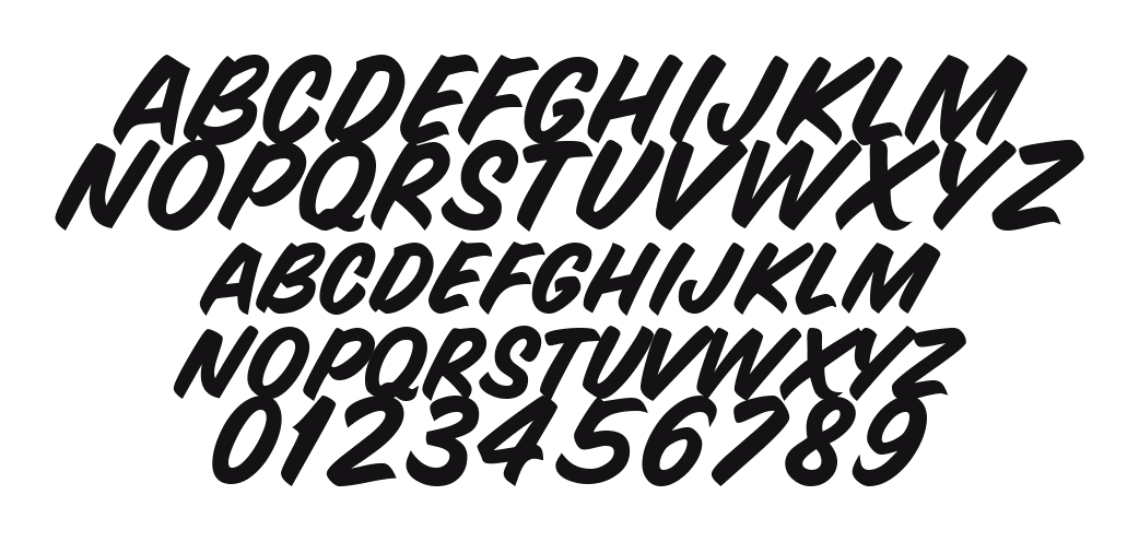 BrendalauerScriptSCapsSSK-Bold: every letter, A to Z and a to z, and the numbers 0 to 9