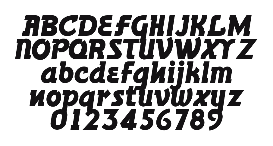 BronsonGothicJF: every letter, A to Z and a to z, and the numbers 0 to 9