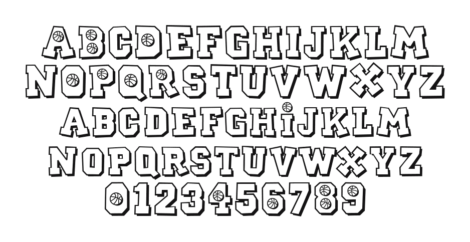 CK-Sports-Basketball: every letter, A to Z and a to z, and the numbers 0 to 9
