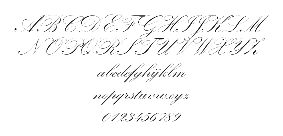 CheckQuillScriptSSK: every letter, A to Z and a to z, and the numbers 0 to 9