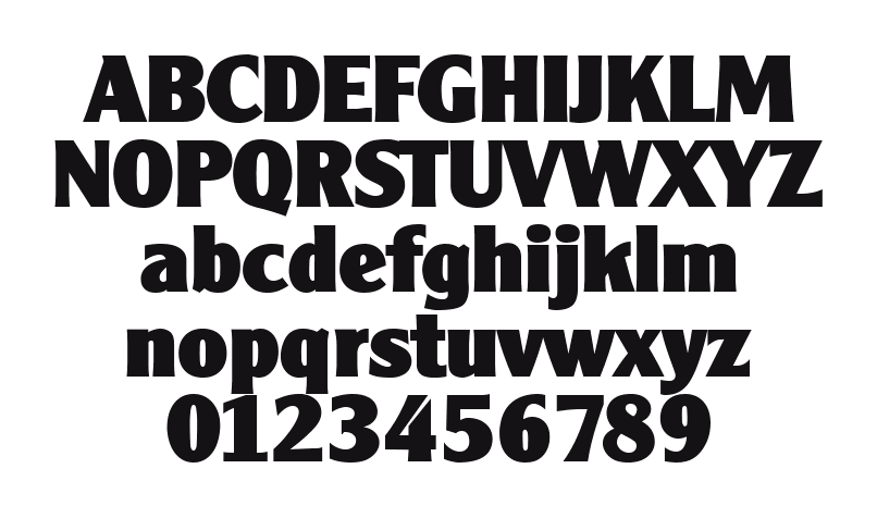 Clarity-Gothic-Heavy-SF-Bold: every letter, A to Z and a to z, and the numbers 0 to 9