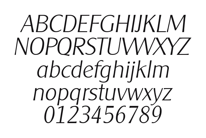 ClearlyGothicLight-Italic: every letter, A to Z and a to z, and the numbers 0 to 9