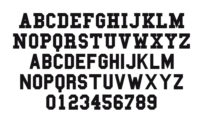 College-Bold: every letter, A to Z and a to z, and the numbers 0 to 9