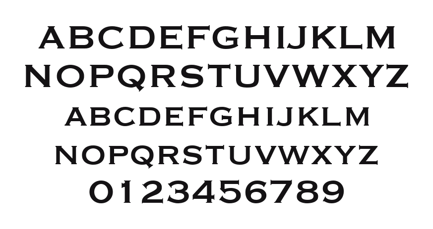 Copperplate-Gothic-LT-Thirty-One-BC: every letter, A to Z and a to z, and the numbers 0 to 9