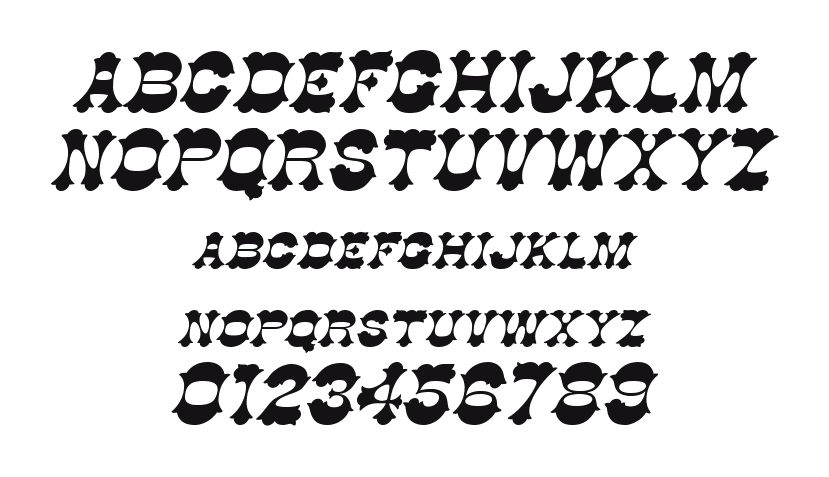 Cowboy-Italic: every letter, A to Z and a to z, and the numbers 0 to 9