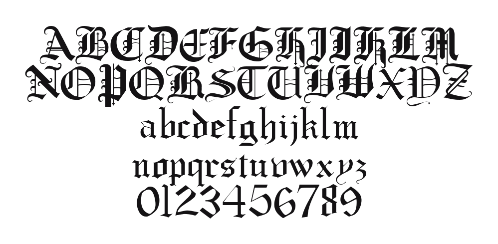 CrusaderGothic: every letter, A to Z and a to z, and the numbers 0 to 9