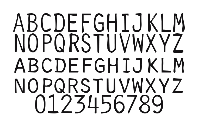 Dirty38-Becker: every letter, A to Z and a to z, and the numbers 0 to 9