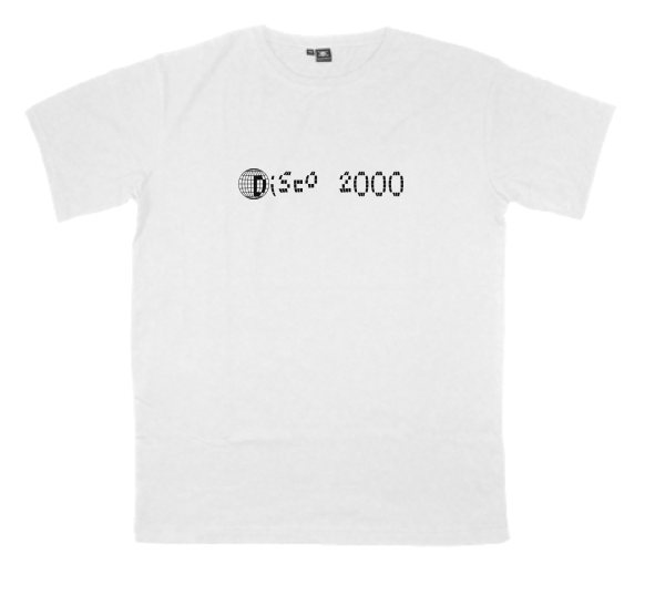 Disco-2000 printed on a t-shirt