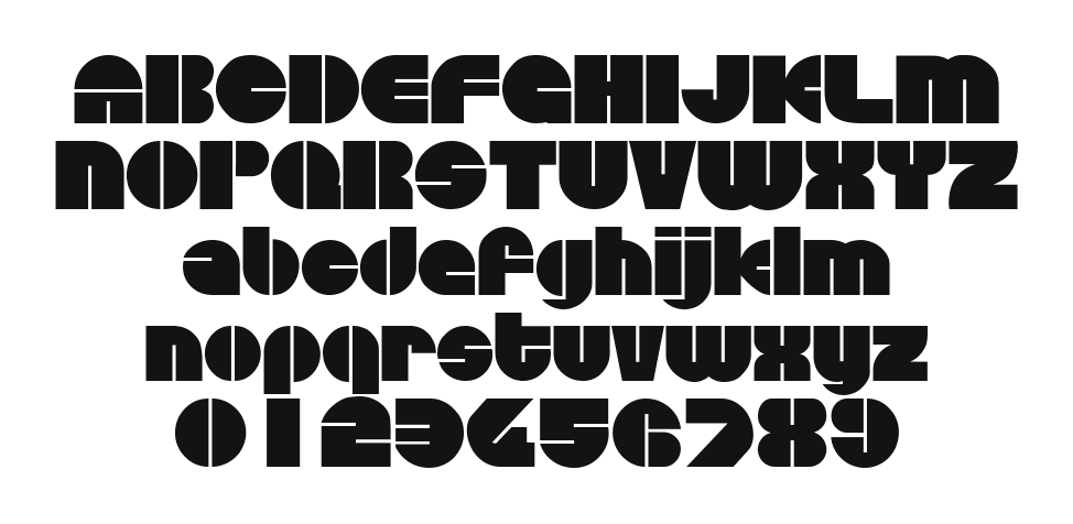 Disco-Regular: every letter, A to Z and a to z, and the numbers 0 to 9