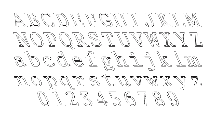 FZ-DIGITAL-1-HOLLOW-LEFTY: every letter, A to Z and a to z, and the numbers 0 to 9