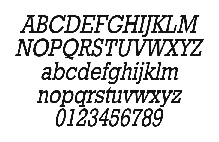 Geo-986-Condensed-Italic: every letter, A to Z and a to z, and the numbers 0 to 9