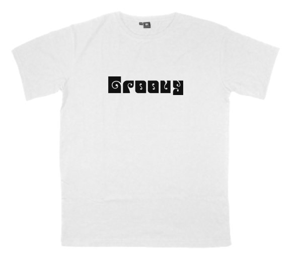 Groovy printed on a t-shirt