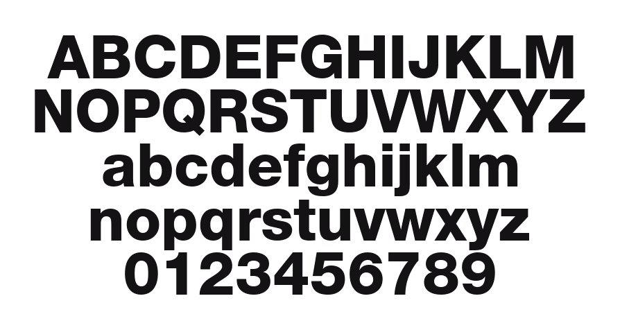 HelveticaNeue-Heavy: every letter, A to Z and a to z, and the numbers 0 to 9