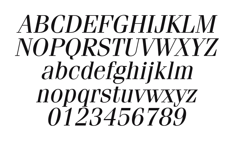 ITC-Fenice-LT-Oblique: every letter, A to Z and a to z, and the numbers 0 to 9