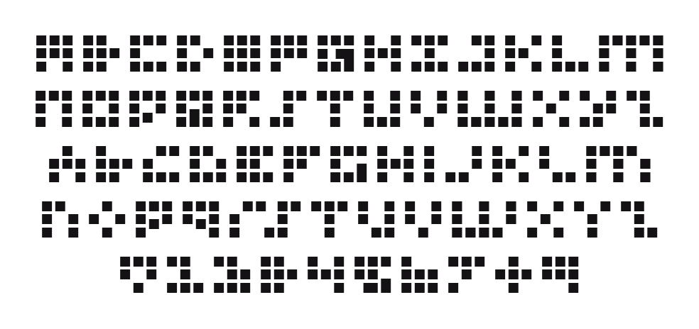 Iconian-Bold: every letter, A to Z and a to z, and the numbers 0 to 9