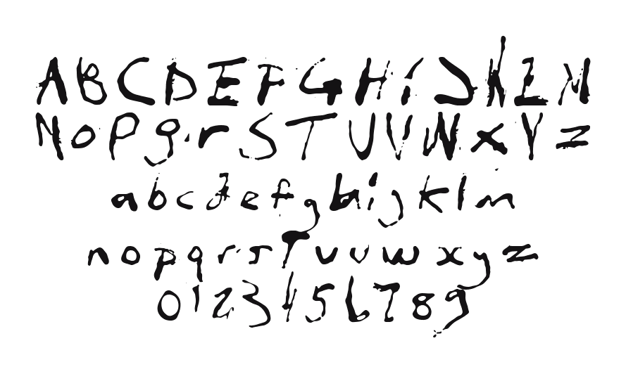 InXanthumGum: every letter, A to Z and a to z, and the numbers 0 to 9
