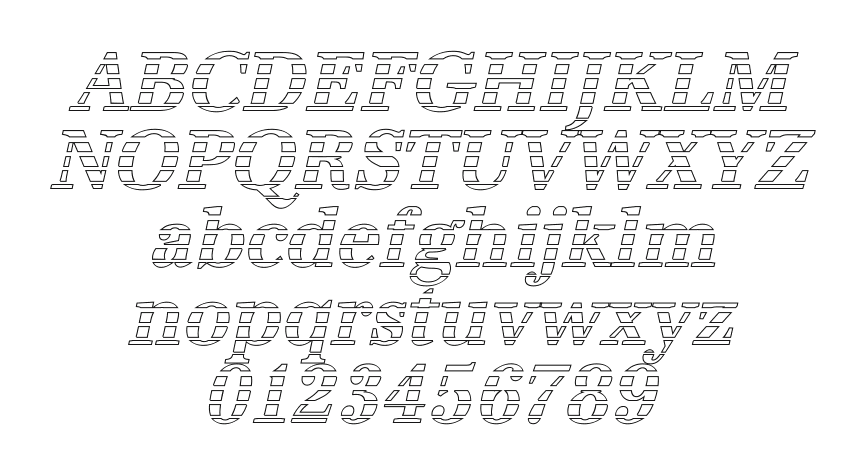IrisBeckerGradoN-Medium-Italic: every letter, A to Z and a to z, and the numbers 0 to 9