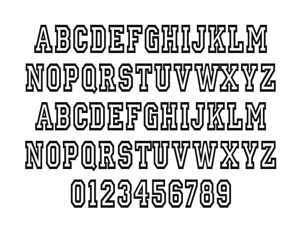 IvyLeagueCondensedOutline: every letter, A to Z and a to z, and the numbers 0 to 9