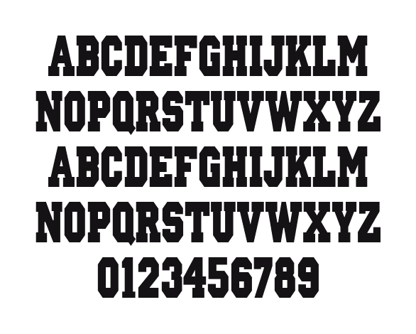 IvyLeagueCondensedSolid: every letter, A to Z and a to z, and the numbers 0 to 9