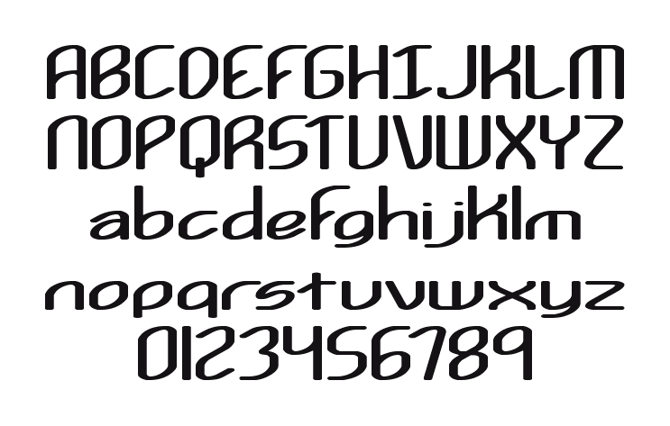 Kurvature-BRK: every letter, A to Z and a to z, and the numbers 0 to 9