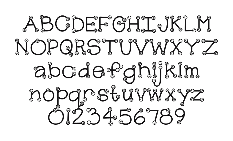 LD-Sport-Dots: every letter, A to Z and a to z, and the numbers 0 to 9