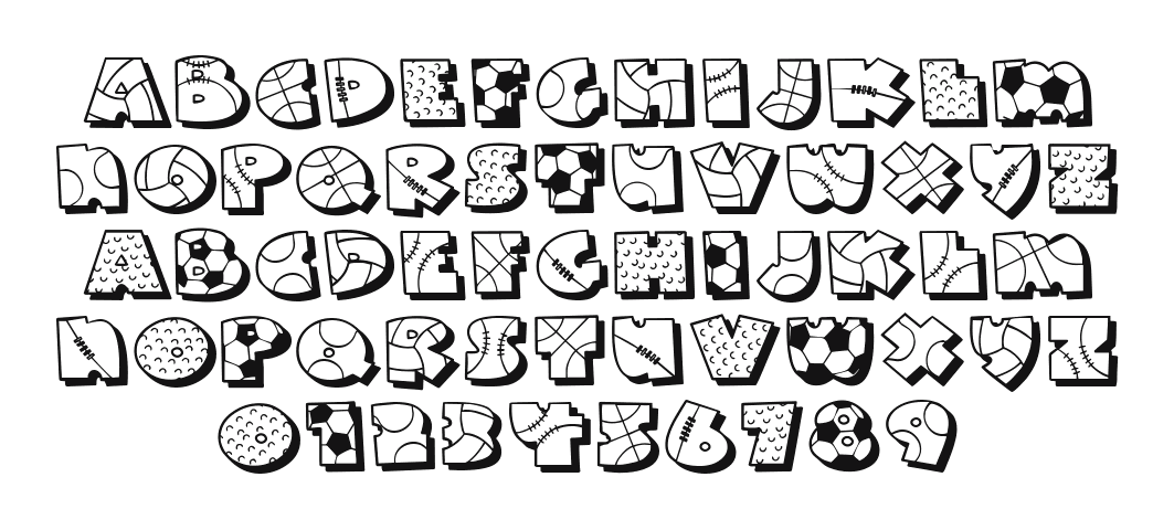 LD-Sports: every letter, A to Z and a to z, and the numbers 0 to 9