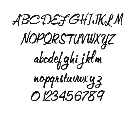 Memo-Italic: every letter, A to Z and a to z, and the numbers 0 to 9
