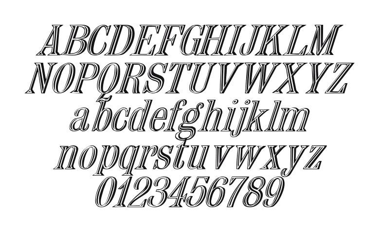 Nauert-Italic 2: every letter, A to Z and a to z, and the numbers 0 to 9