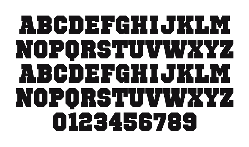 Octin-Sports-Bl: every letter, A to Z and a to z, and the numbers 0 to 9
