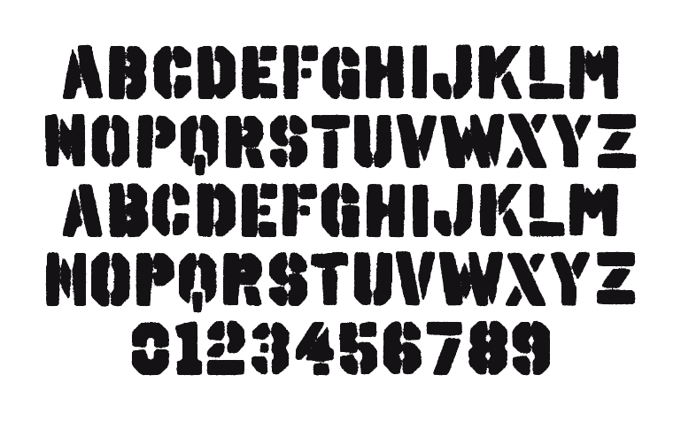 Octin-Spraypaint-A-Bl: every letter, A to Z and a to z, and the numbers 0 to 9